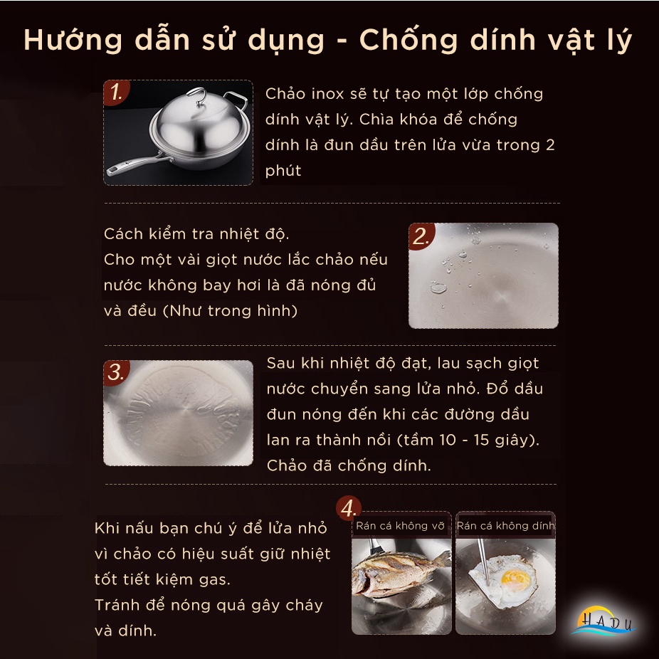 Chảo inox bếp từ sâu lòng có nắp 32 cm inox 316 cao cấp ba lớp giữ nhiệt tốt dẫn nhiệt nhanh đều tiết kiệm khí đốt SSGP