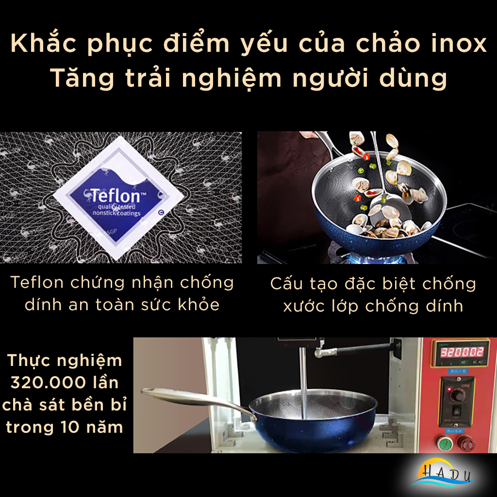 Chảo Chống Dính Lòng Sâu Bếp Từ SSGP 30cm, Thân Inox 304, Phủ Teflon An Toàn, Đạt Chất Lượng LFGB Đức