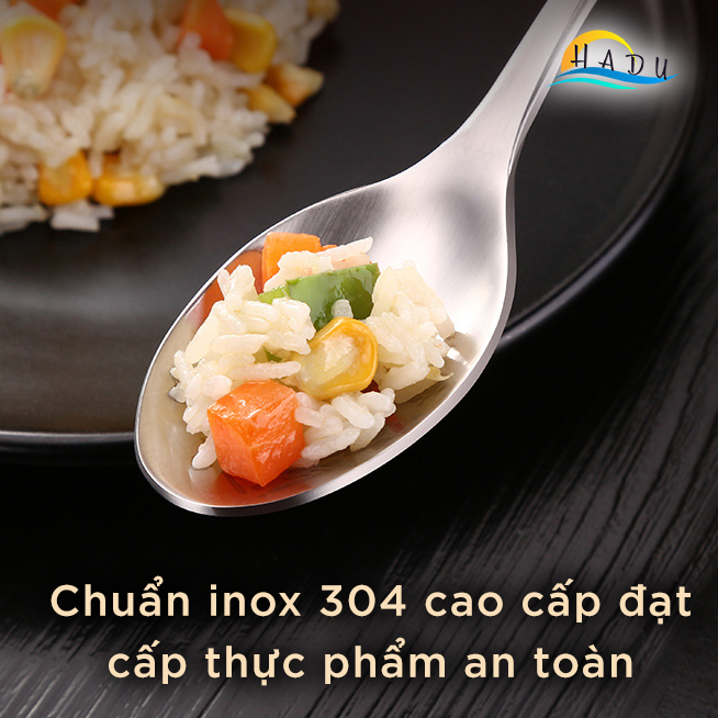 Thìa Muỗng Inox Cán Dài 304 Cao Cấp Ăn Phở Đạt Chất Lượng Đức SSGP Hộp 4 Cái