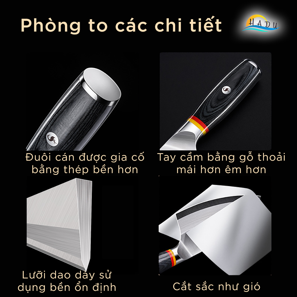 Dao Chặt Xương SSGP Thép Đức 1.4116, Độ Cứng 58HRC, Cán Gỗ, Đạt Chất Lượng LFGB Đức