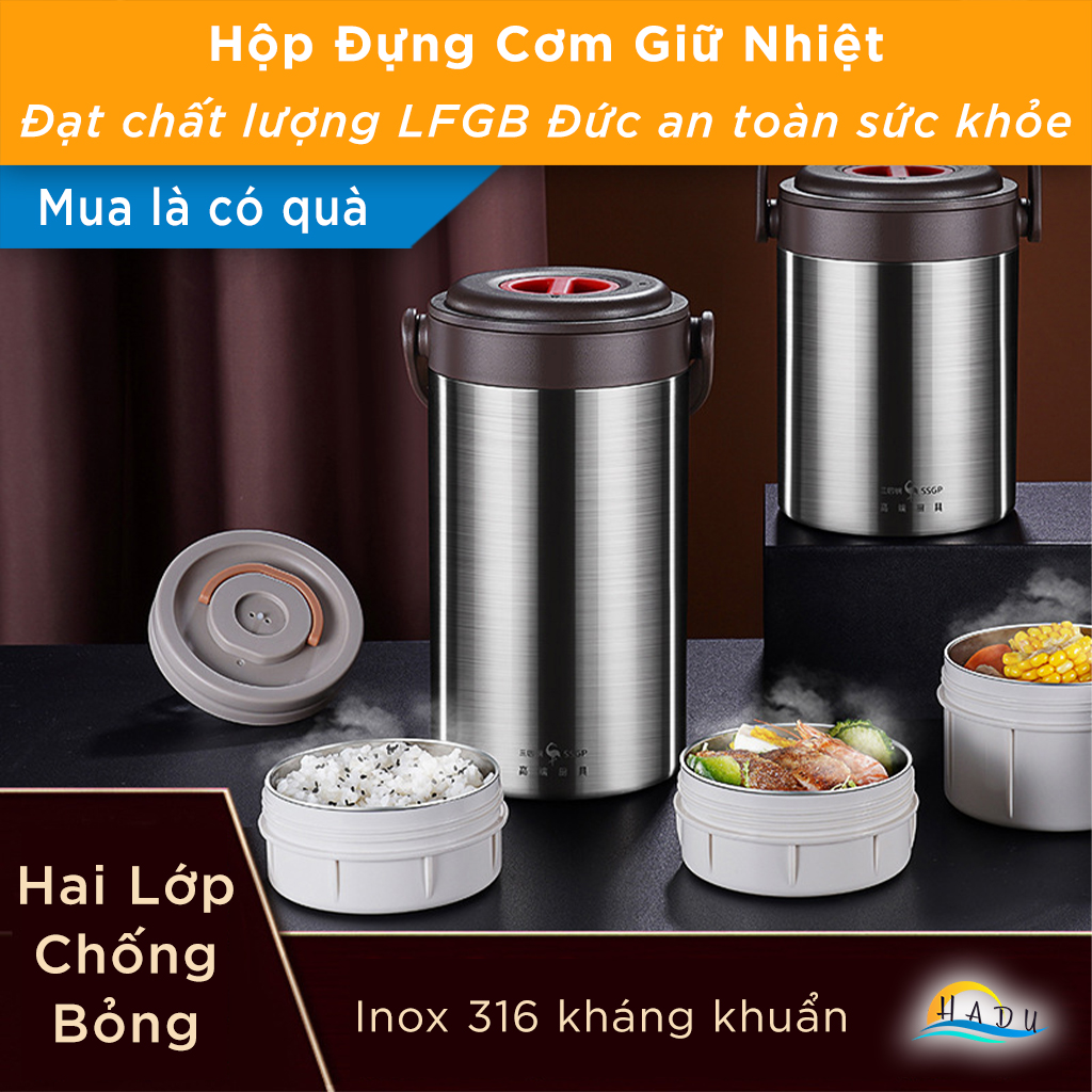 Hộp Cơm Giữ Nhiệt 10 Lớp SSGP, Lõi Inox 316L, Giữ Nóng 6 Giờ, Đạt Chất Lượng LFGB Đức