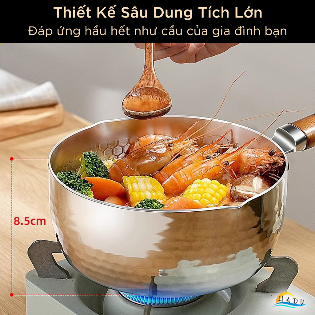 Nồi Inox 316L Bếp Từ SSGP 22cm (3L) Tay Cầm Gỗ Sồi, 5 Lớp, Đạt Chất Lượng LFGB Đức