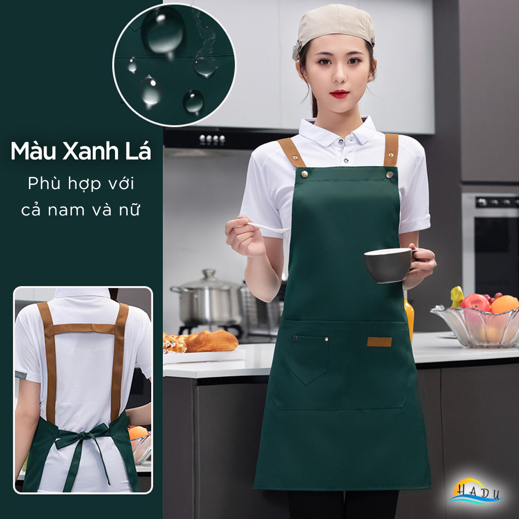 Tạp Dề Nấu Ăn Chống Thấm HADU, Có Nhiều Túi, Dây Đeo Điều Chỉnh, Nhiều Màu
