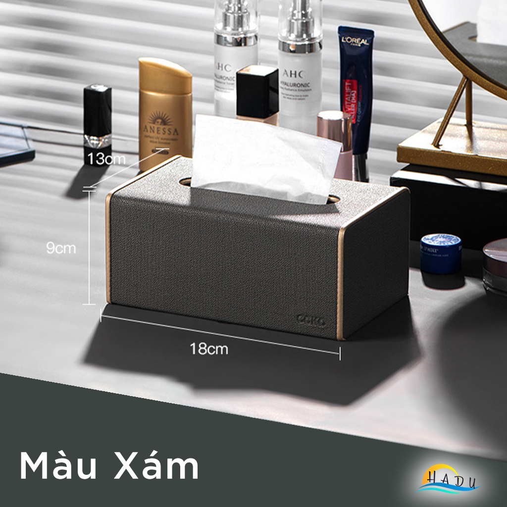 Hộp Đựng Khăn Giấy Bọc Da CCKO, Để Bàn Sang Trọng, Đáy Nam Châm, Nhiều Màu