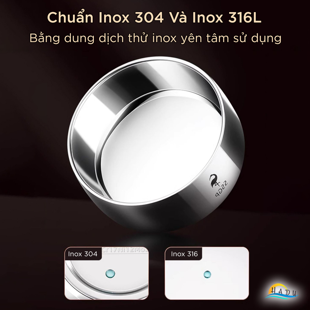 Bát Ăn Cơm Inox 316L SSGP, 2 Lớp Cách Nhiệt Chống Nóng, 380ml, Đạt Chất Lượng LFGB Đức