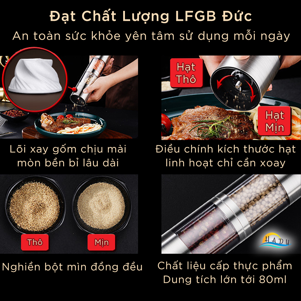 Dụng Cụ Xay Tiêu Từ Tính SSGP, Lõi Gốm, Thân Inox 304, Dính Tủ Lạnh, Cao 11.5cm, Đạt Chất Lượng LFGB Đức