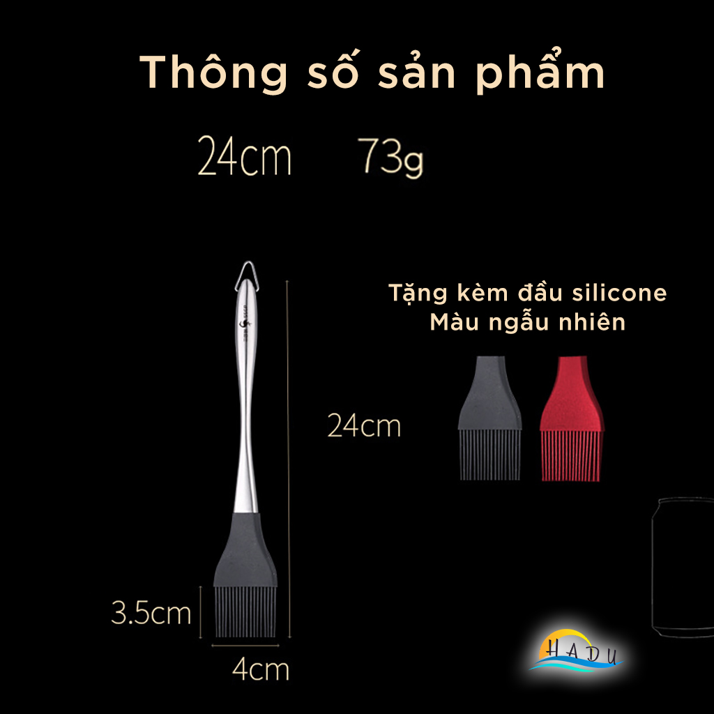 Chổi Quét Dầu Ăn Inox 304 Cao Cấp – Đầu Silicon Chịu Nhiệt, An Toàn Sức Khỏe, Dễ Vệ Sinh SSGP