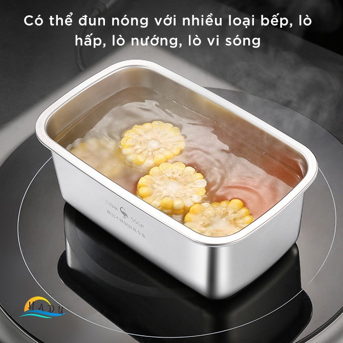 Hộp Bảo Quản Tủ Lạnh Inox 304 SSGP, Nắp Silicone Kín Khí, Chống Rò Rỉ, Đạt Chất Lượng LFGB Đức