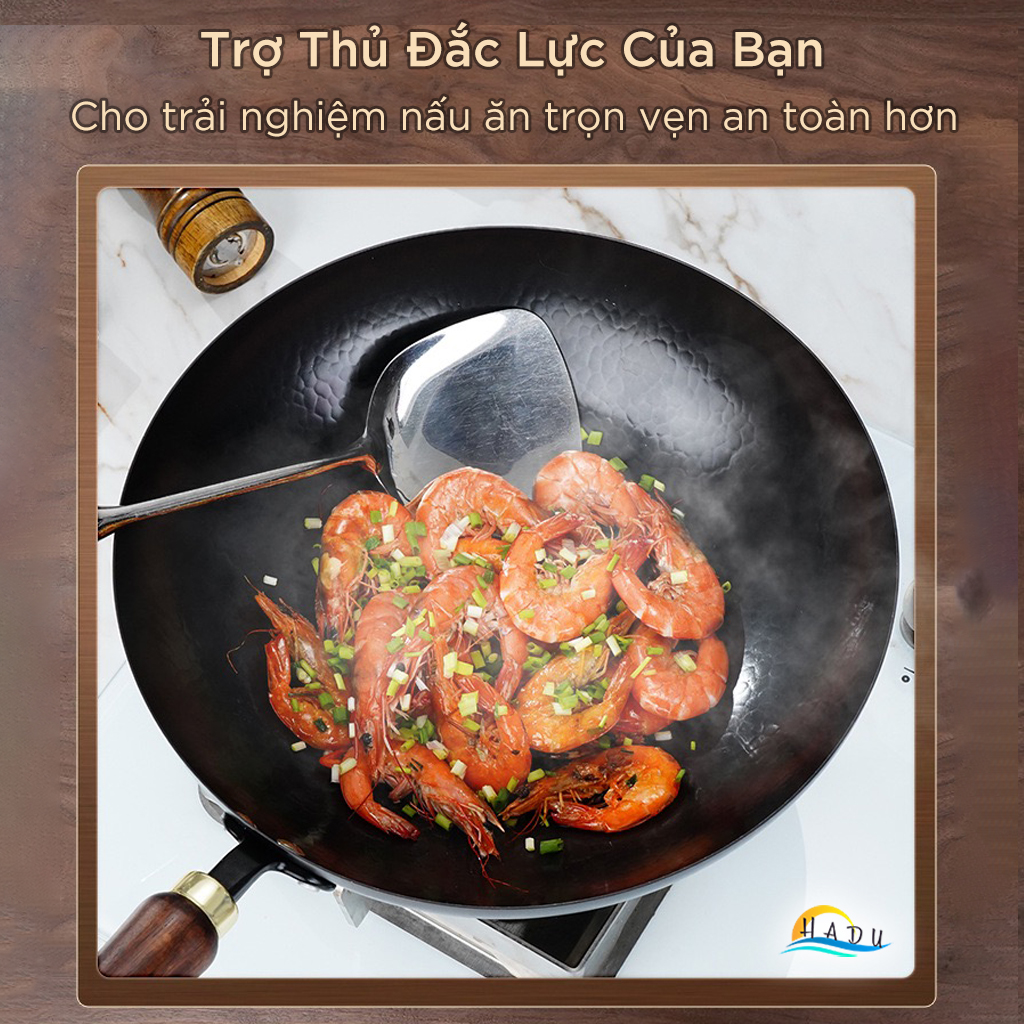 Chảo Gang Đúc Nguyên Khối Đã Tôi Chống Dính Cao Cấp 32cm SSGP, Chảo Xào Sâu Lòng Đạt Chất Lượng LFGB Đức