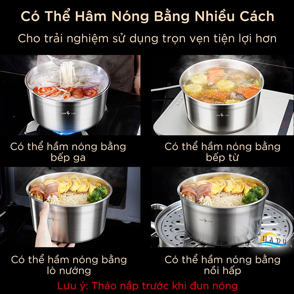 Hộp Đựng Thực Phẩm Inox 316L SSGP, Dùng Được Bếp Từ, Chống Rò Rỉ, Đạt Chất Lượng LFGB Đức