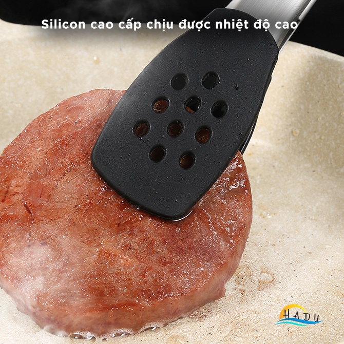 Kẹp Gắp Thức Ăn Inox 304 SSGP, Đầu Bọc Silicone, Không Trầy Xước Nồi, Dài 29.5cm, Đạt Chất Lượng LFGB Đức