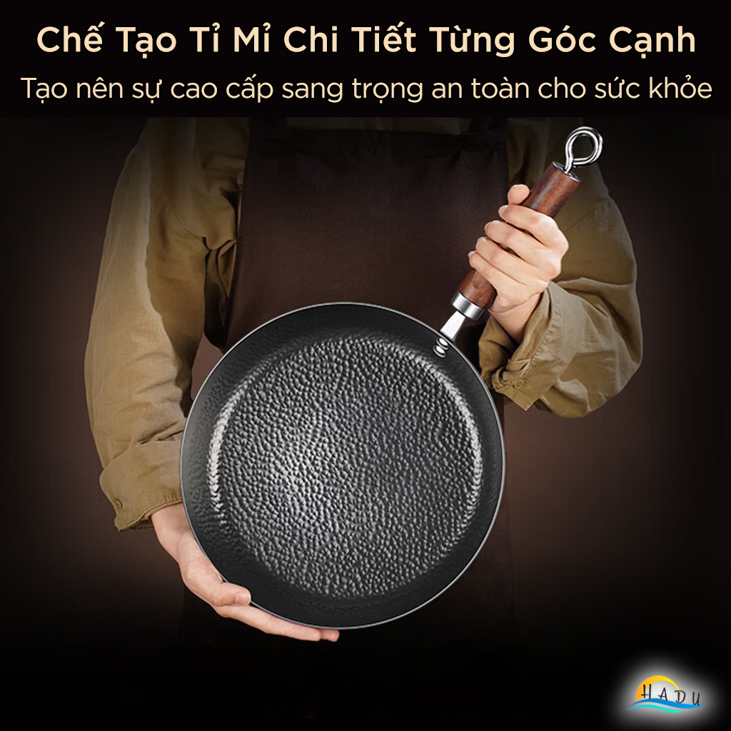 Chảo Gang Đúc Nguyên Khối Đã Tôi Chống Dính Cao Cấp SSGP, Chảo Chiên Rán Trứng Bít Tết Đạt Chất Lượng LFGB Đức