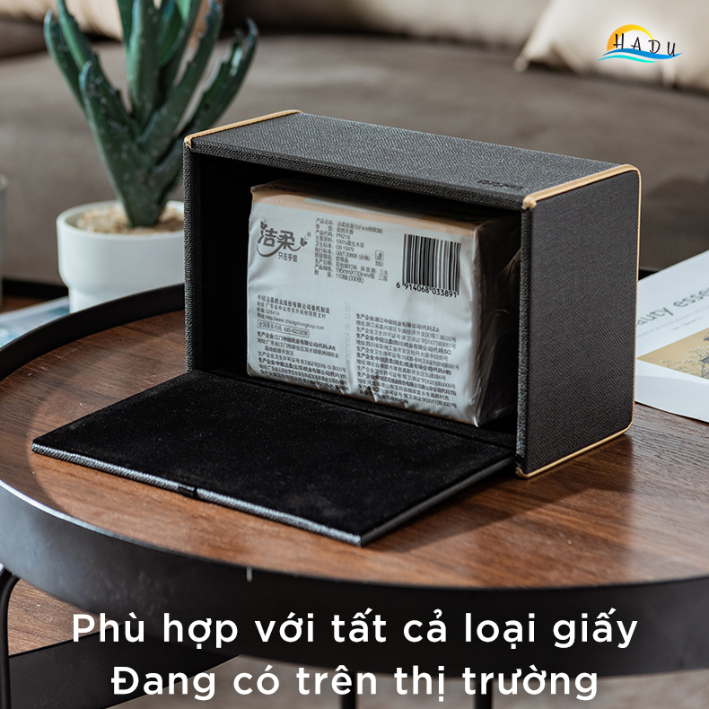 Hộp Đựng Khăn Giấy Bọc Da CCKO, Để Bàn Sang Trọng, Đáy Nam Châm, Nhiều Màu