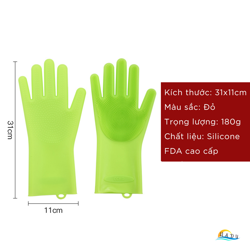 Găng Tay Silicone Cao Cấp FDA, Chịu Nhiệt, Chống Trượt, Đa Năng Rửa Chén, Nồi, Chảo, Thực Phẩm, Tạo Bọt Nhanh CCKO