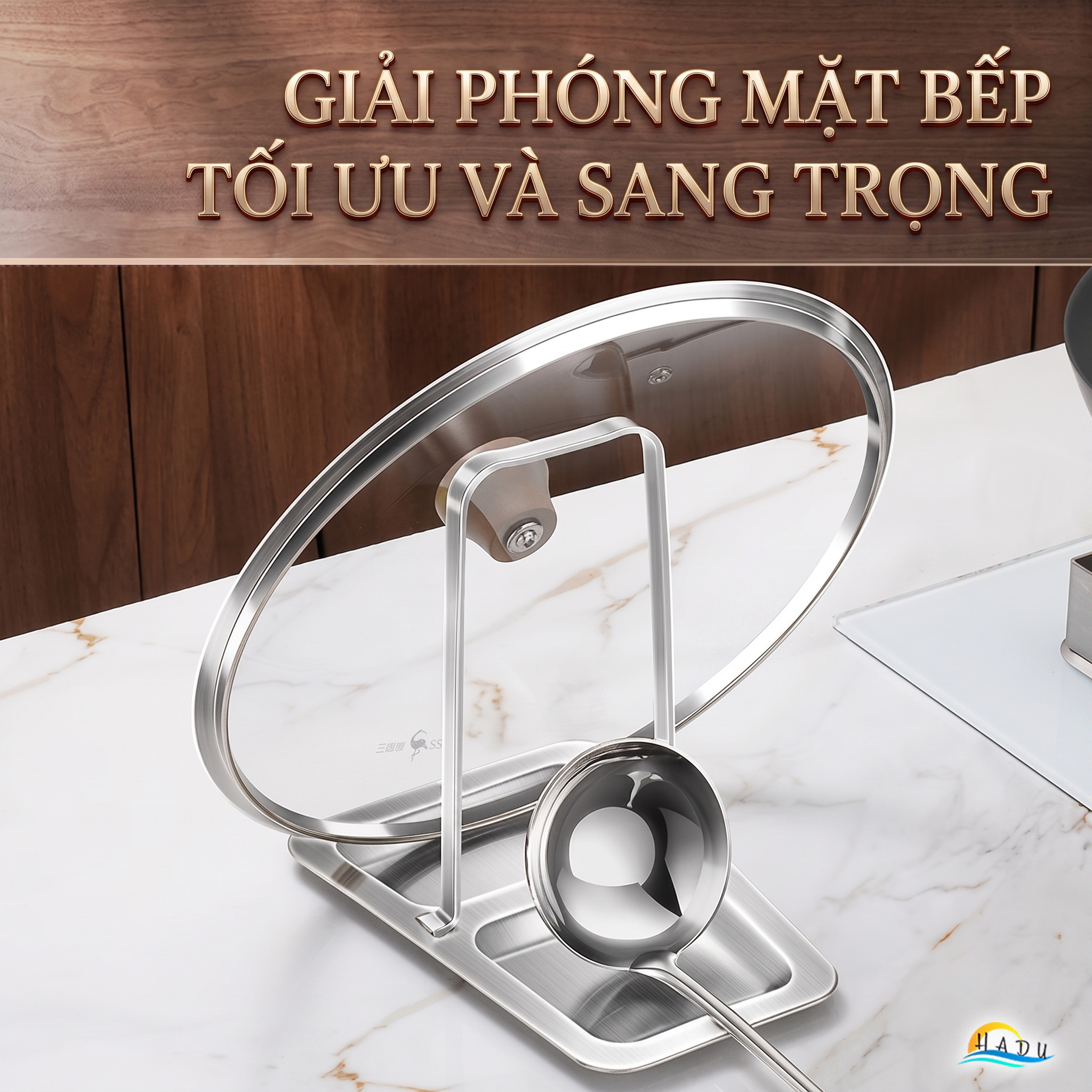 Giá Đỡ Khay Đựng Vung Nồi Gác Muôi Thìa Đa Năng Inox 304 Cao Cấp Chống Gỉ SSGP Berlin Classic