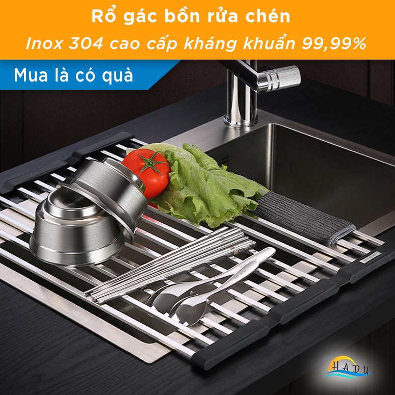Rổ Gác Bồn Rửa Chén Inox 304 Cao Cấp – Đa Năng, Gấp Gọn, Chịu Lực Tốt, Tiết Kiệm Không Gian SSGP