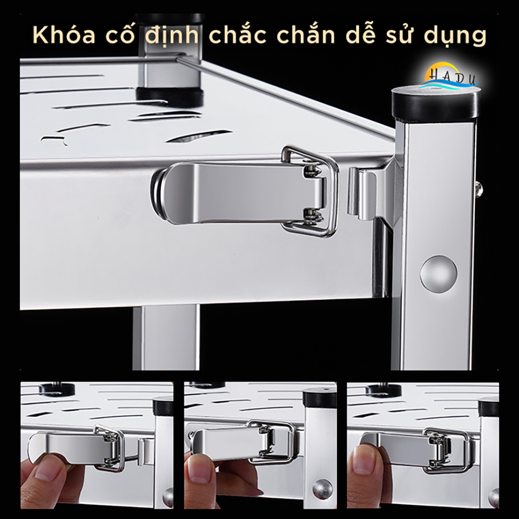 Kệ Góc Bếp Inox 304 SSGP, 2 Tầng, Gấp Gọn, Đạt Chất Lượng LFGB Đức