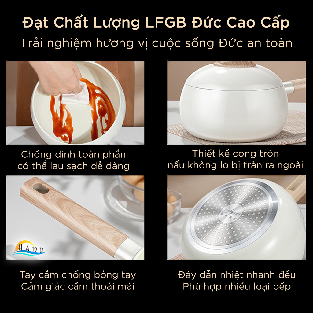 Nồi Chống Dính Mini 16cm – Ceramic Cao Cấp, Hợp Kim Nhôm, Kháng Khuẩn 99.99%, Dùng Cho Mọi Loại Bếp SSGP