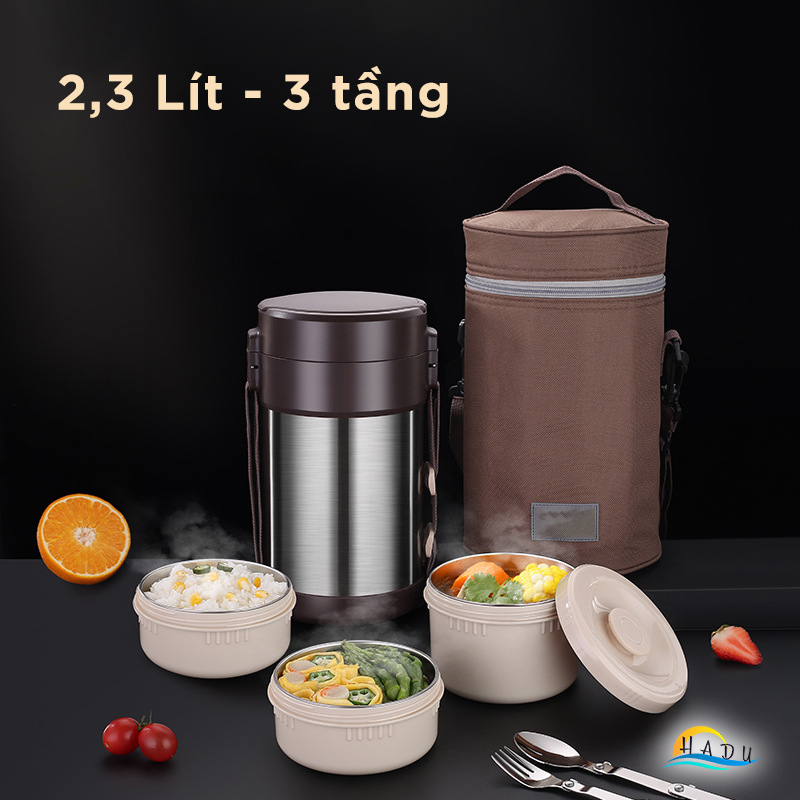 Cặp Lồng Giữ Nhiệt Đựng Cơm 3 Tầng Inox 304 Cao Cấp 6 Lớp Đạt Chất Lượng Đức SSGP