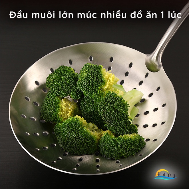 Vợt Vớt Lẩu Inox 304 SSGP, Cán Dài 42cm Cách Nhiệt, Lưới Lọc Lớn, Chống Nóng, Đạt Chất Lượng LFGB Đức