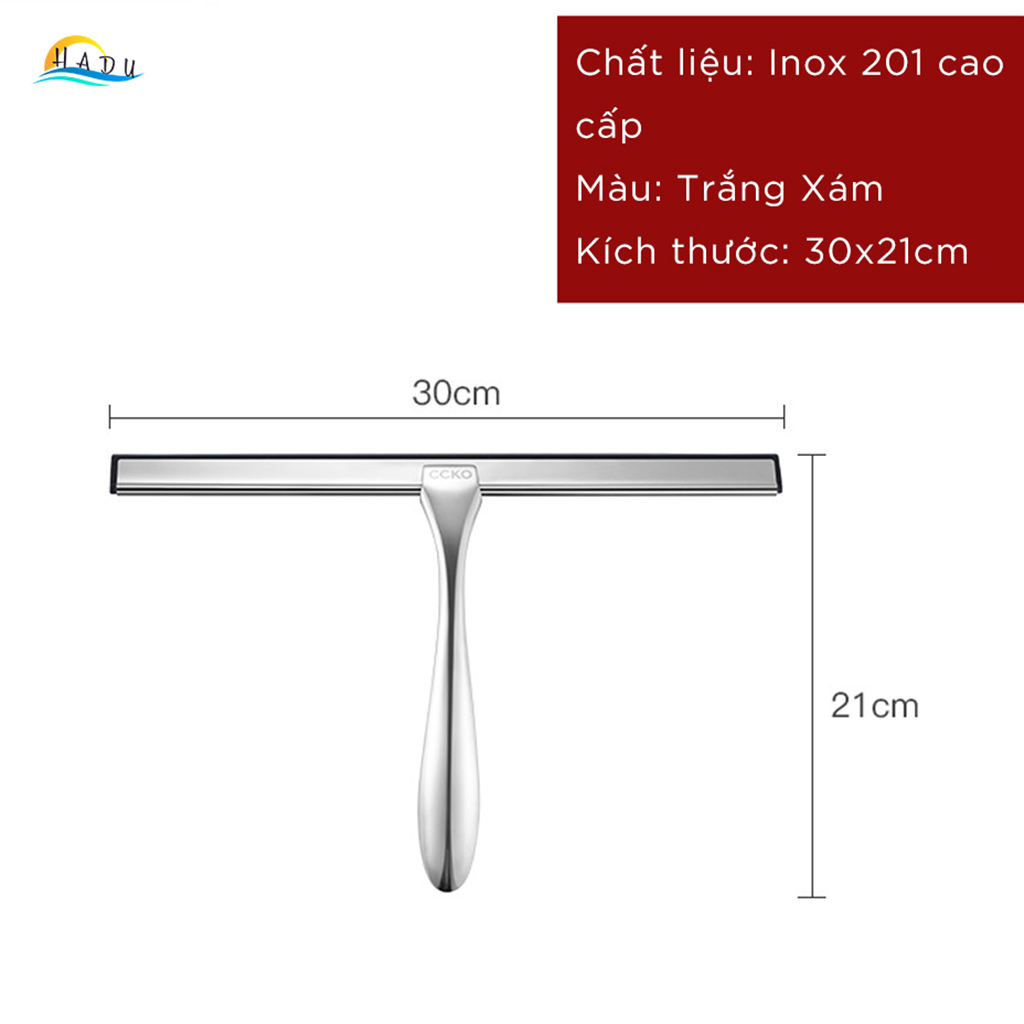 Cây Gạt Kính Cầm Tay CCKO, Thân Inox, Lưỡi Cao Su Mềm, Gạt Nước Sạch Không Vệt