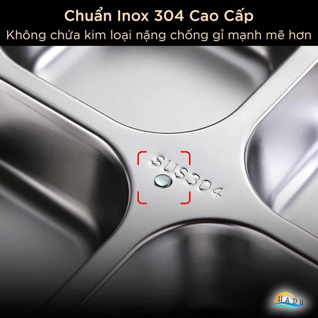 Khay Ăn Cơm Inox 304 SSGP, 4 Ngăn, 5 Ngăn, Có Nắp Đậy, Lòng Sâu, Đạt Chất Lượng LFGB Đức