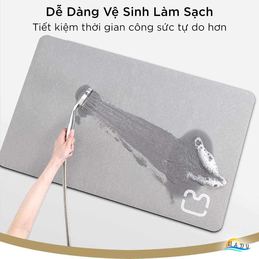 Thảm Nhà Tắm Diatomite HADU Siêu Thấm Hút, Chống Trượt, Khô Nhanh, 40x60cm, Màu Xám