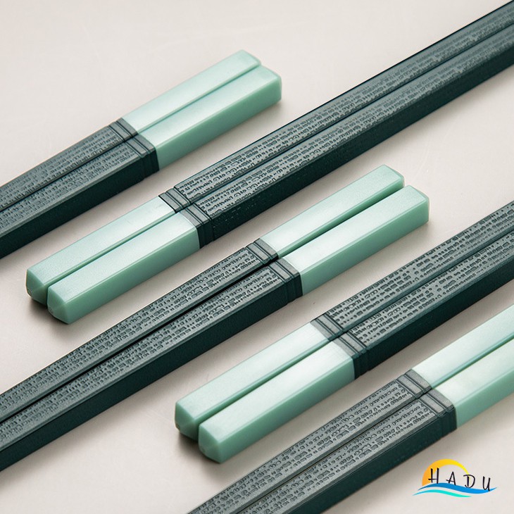 Bộ 10 Đôi Đũa Hợp Kim HADU, Chống Mốc, Chống Trơn Trượt, Dài 27.3cm, Kèm Hộp, Màu Xanh