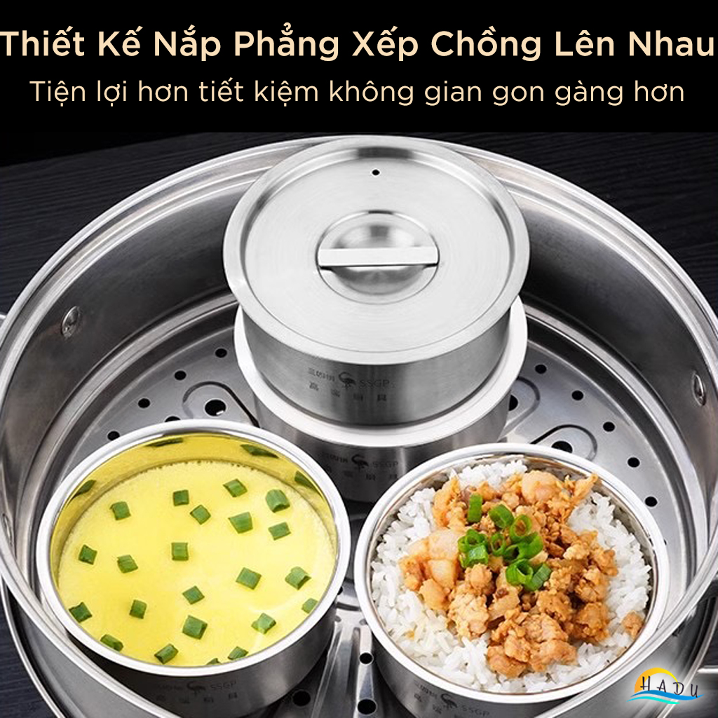 Bát Inox 304 Kiểu Hàn Quốc Có Nắp, 12cm (500ml), Dùng Hấp Trứng, Đạt Chất Lượng LFGB Đức SSGP