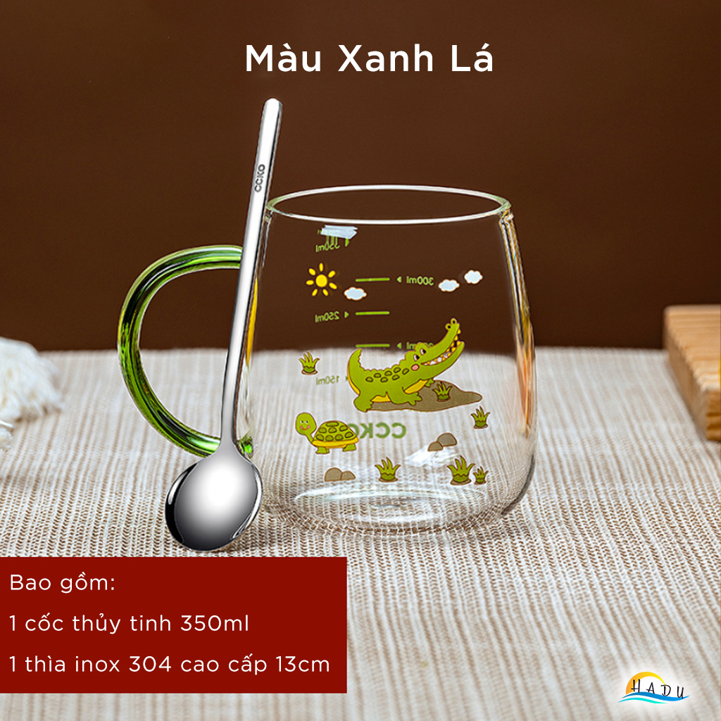 Cốc Thủy Tinh Chịu Nhiệt CCKO 350ml, Dùng Được Trên Bếp Ga, Lò Vi Sóng, Borosilicate, Nhiều Màu