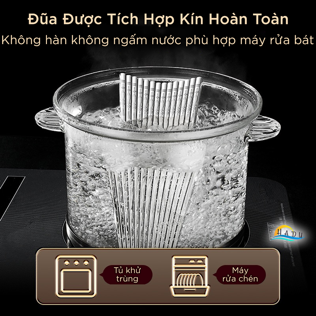 Bộ 10 Đôi Đũa Inox 316L SSGP, Kháng Khuẩn, Cách Nhiệt, Chống Trượt, Dài 23cm, Đạt Chất Lượng LFGB Đức