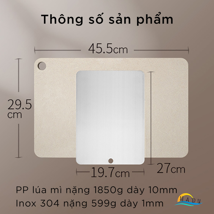 Bộ Thớt Kháng Khuẩn Inox Cao Cấp 2 In 1 Có Thể Tách Rời Đồ Ăn Sống Và Chín Đạt Chất Lượng Đức SSGP