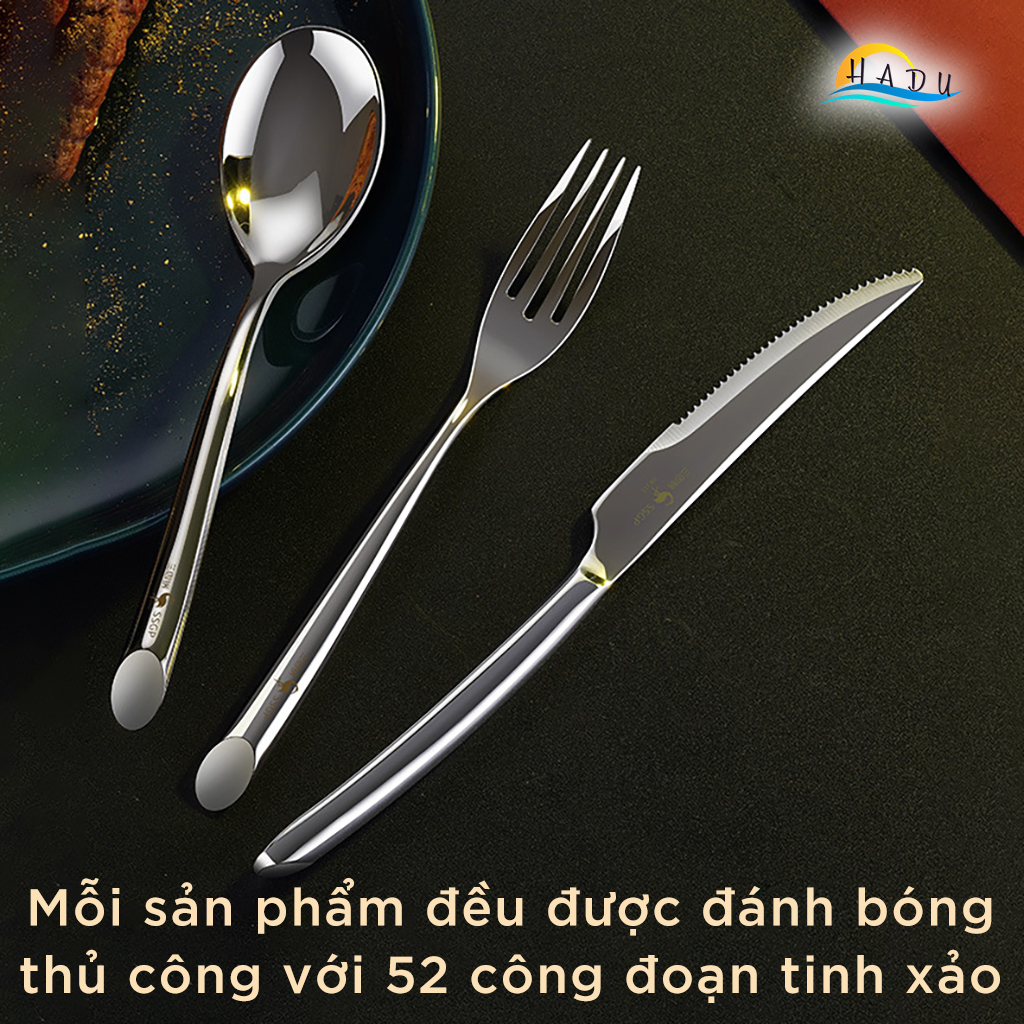 Bộ 12 Món Dao Dĩa Ăn Bít Tết SSGP, Inox 304, Lưỡi Răng Cưa Sắc Bén, Đạt Chất Lượng LFGB Đức