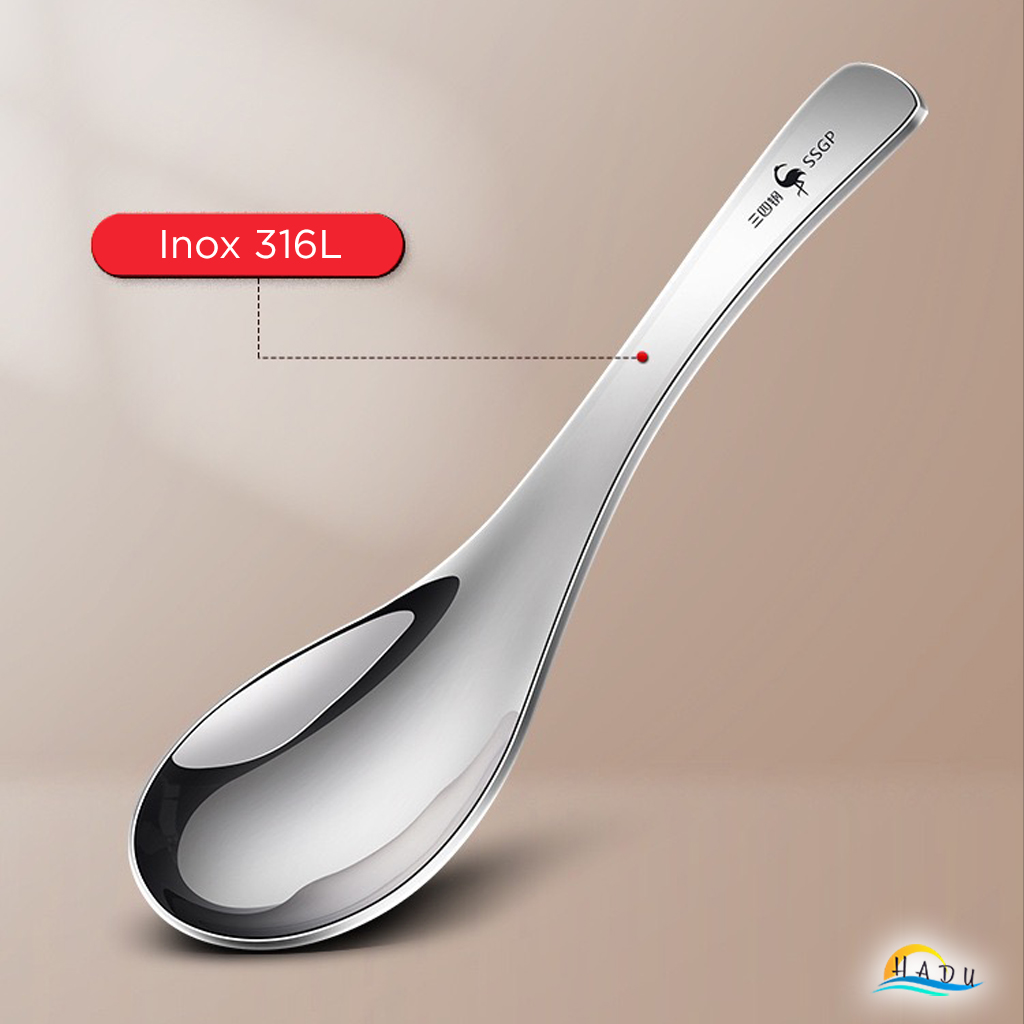 Thìa Sâu Lòng Inox 316L SSGP, Muỗng Ăn Cơm Canh Phở Dày Dặn, Sáng Bóng Cao Cấp Đạt Chất Lượng LFGB Đức
