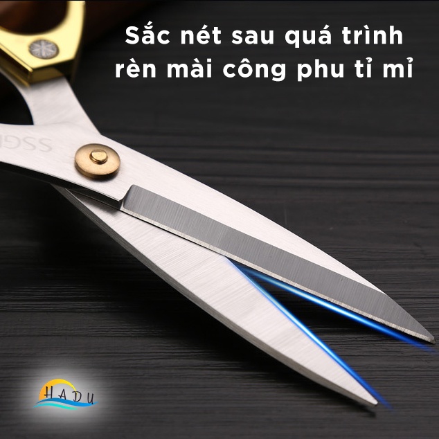 Kéo Cắt Gà Nhà Bếp Đa Năng HADU, Inox 304, Sắc Bén, Chống Trượt, 19cm, Màu Vàng Bạc