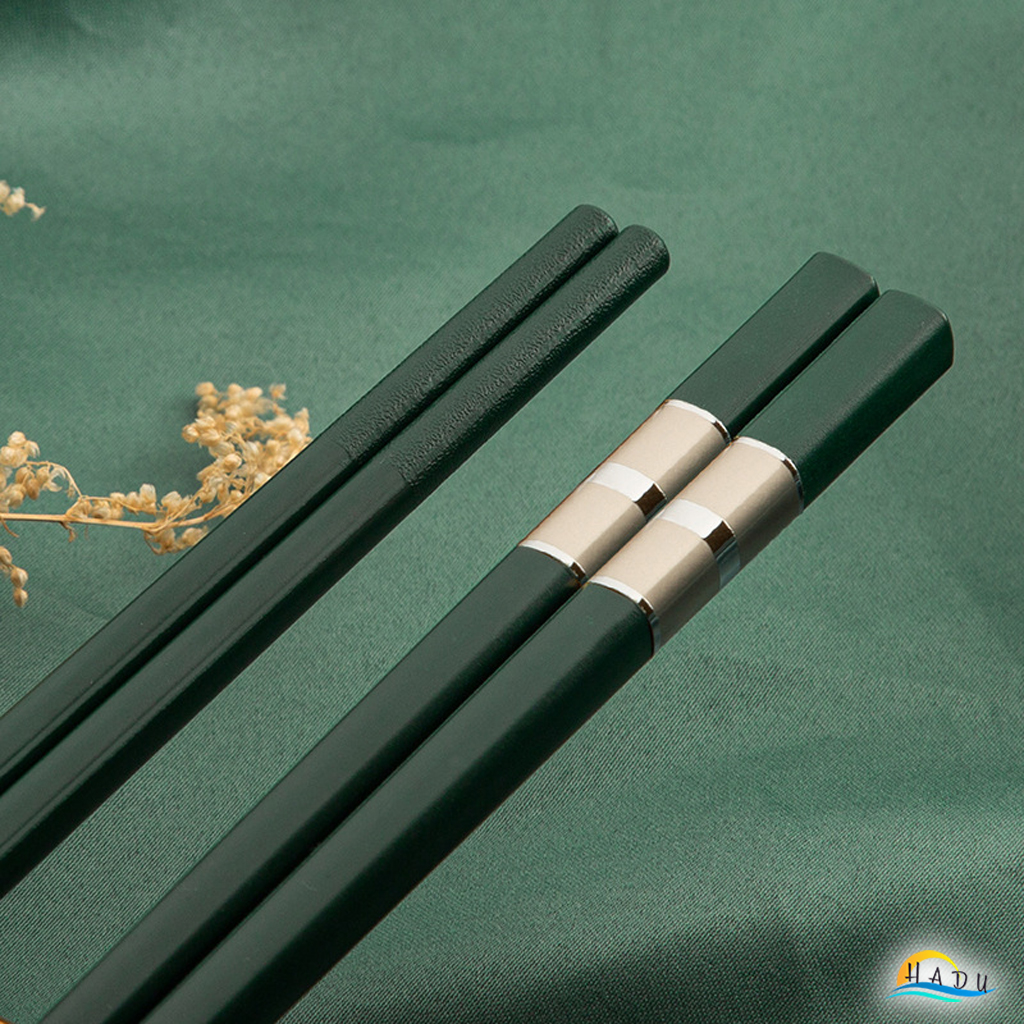 Bộ 10 Đôi Đũa Sợi Thủy Tinh HADU Chống Trơn, Chống Mốc, Màu Đen Bạc, Dài 27.3cm