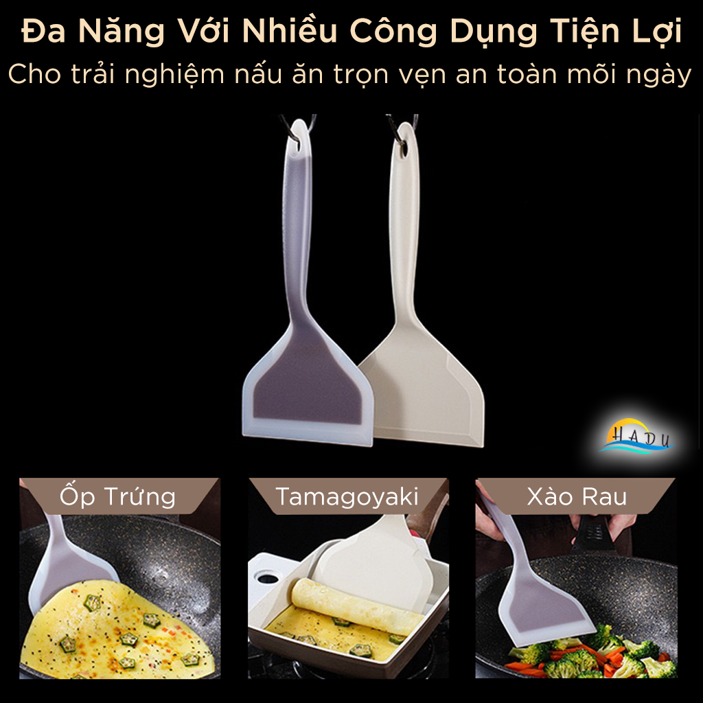 Xẻng Lật Silicone SSGP Chịu Nhiệt, Không Trầy Xước Nồi, Đạt Chất Lượng LFGB Đức