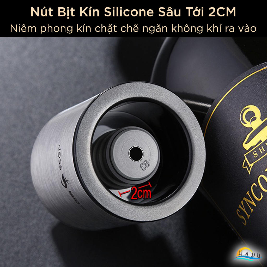 Nút Hút Chân Không Rượu Vang SSGP, Inox 304, Có Vạch Ngày, Cho Vang & Sâm Panh, Đạt Chất Lượng LFGB Đức
