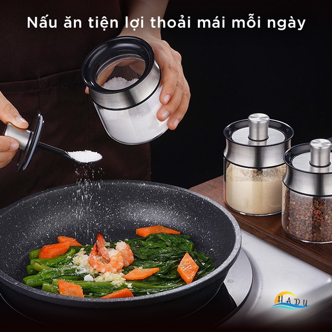 Bộ Đựng Gia Vị Thủy Tinh Borosilicat Cao Cấp – Nắp Inox 304, Kín Khít, Dễ Dàng Vệ Sinh, Thiết Kế Hiện Đại SSGP