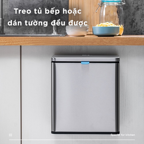 Thùng Rác Treo Tủ Bếp CCKO 3L 6L, Khử Mùi Than Hoạt Tính, Vỏ Inox, Nhiều Màu