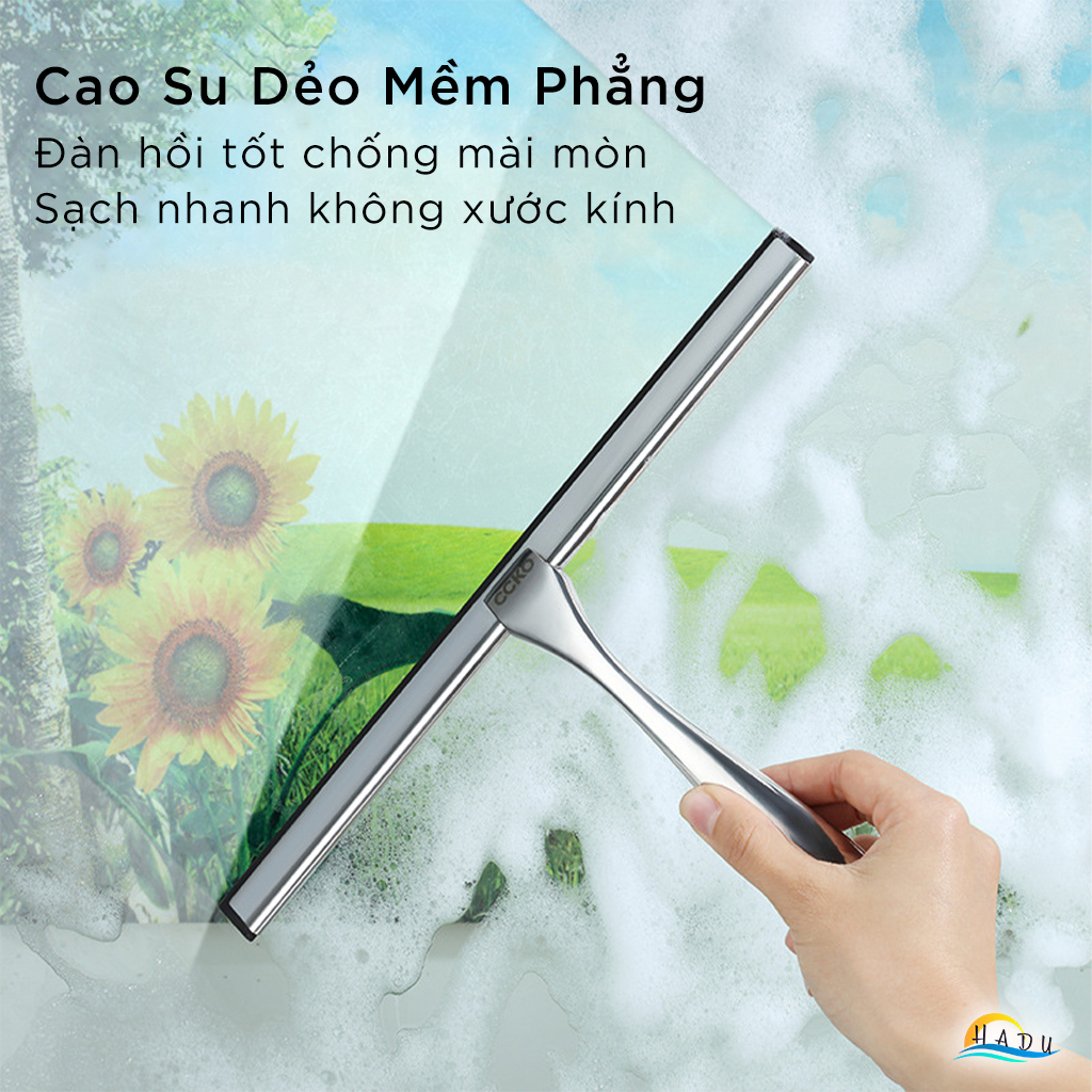 Cây Gạt Kính Cầm Tay CCKO, Thân Inox, Lưỡi Cao Su Mềm, Gạt Nước Sạch Không Vệt