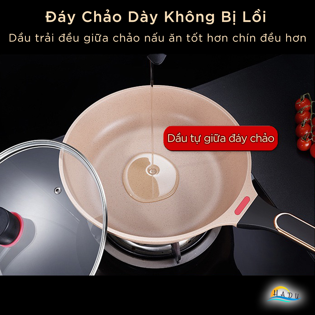 Chảo Chống Dính Lòng Sâu Bếp Từ SSGP 26cm 28cm, Phủ Ceramic Đá, Nắp Kính Tự Đứng, Đạt Chất Lượng LFGB Đức
