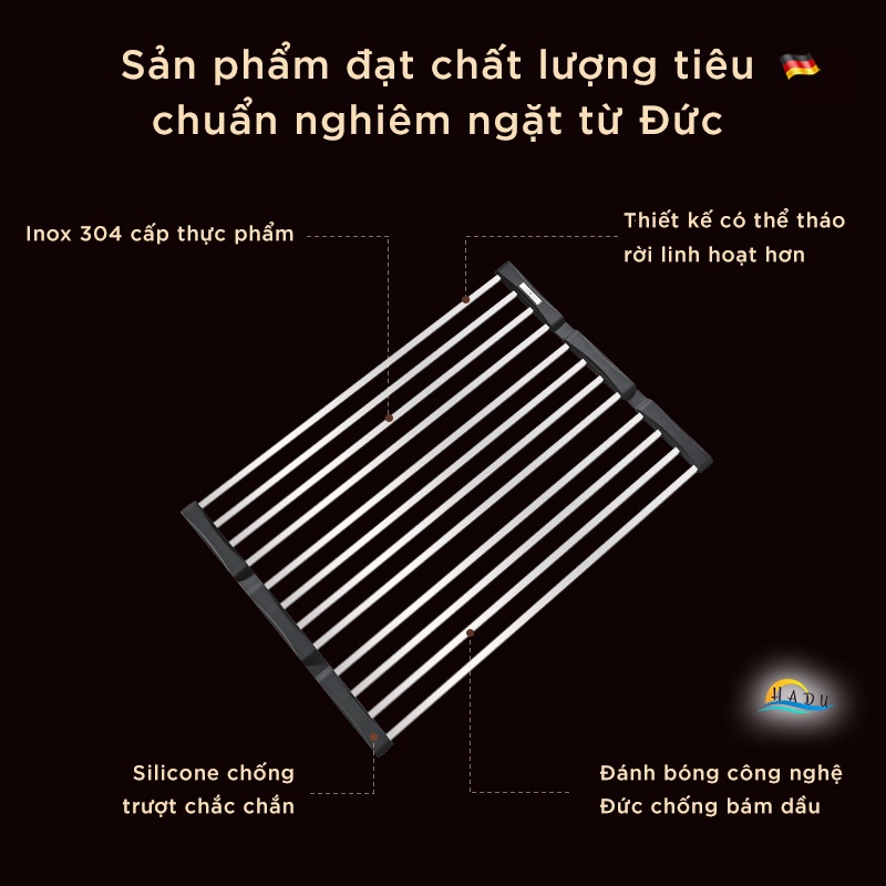 Rổ Gác Bồn Rửa Chén Inox 304 Cao Cấp – Đa Năng, Gấp Gọn, Chịu Lực Tốt, Tiết Kiệm Không Gian SSGP