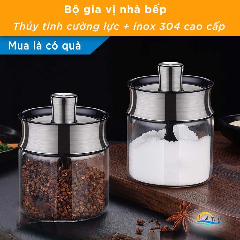 Bộ Đựng Gia Vị Thủy Tinh Borosilicat Cao Cấp – Nắp Inox 304, Kín Khít, Dễ Dàng Vệ Sinh, Thiết Kế Hiện Đại SSGP