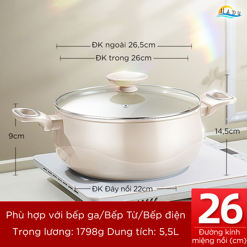 Nồi Chống Dính Bếp Từ SSGP Titan Gốm, 20cm 24cm 26cm, Không Teflon, Đạt Chất Lượng LFGB Đức