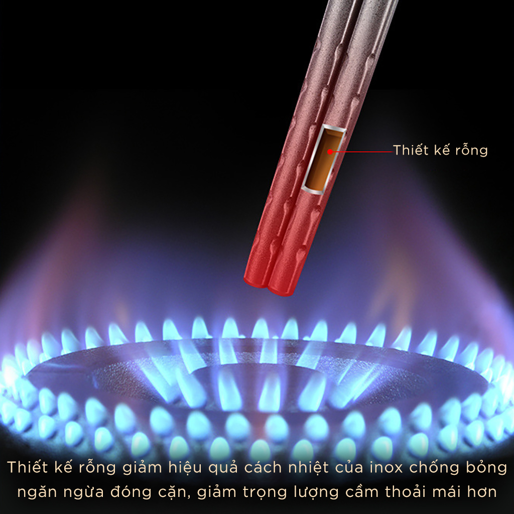 [Hộp 5 Đôi] Đũa Inox 304 Chống Trượt Cao Cấp Kiểu Hàn Quốc Đạt Chất Lượng Đức SSGP