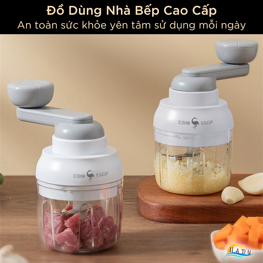 Máy Xay Tỏi Ớt Mini Cao Cấp – Tay Quay Cơ, Bánh Răng Vi Sai, Lưỡi Dao Sắc Bén 420, Đạt Tiêu Chuẩn LFGB Đức SSGP