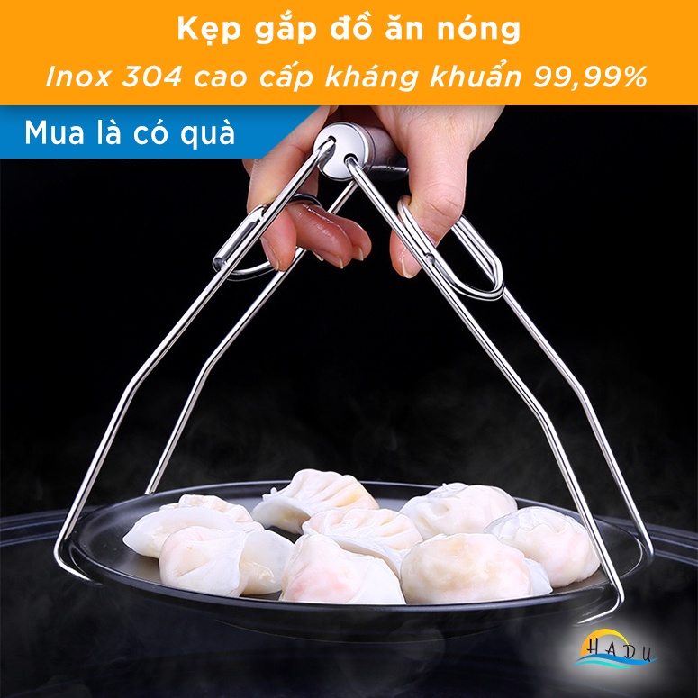Kẹp Gắp Bát Đĩa Nóng Inox 304 SSGP, Dụng Cụ Chống Bỏng, Tay Cầm Chắc Chắn, Dài 18cm, Đạt Chất Lượng LFGB Đức