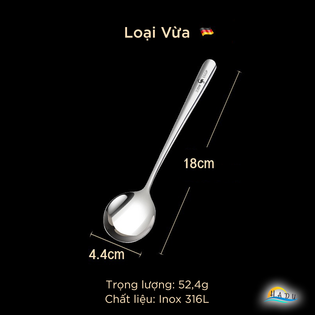 Thìa Ăn Cơm, Muỗng Ăn Phở Inox 316L SSGP Cao Cấp, Thìa Sâu Lòng Đúc Nguyên Khối Đạt Chất Lượng Đức LFGB