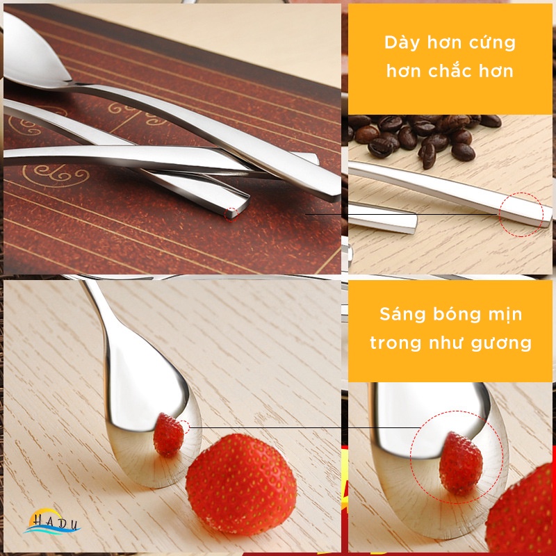 Thìa Cà Phê Inox 304 SSGP, Cán Dày 3.5mm, Đúc Nguyên Khối, Dài 15.3cm, Sang Trọng, Đạt Chất Lượng LFGB Đức